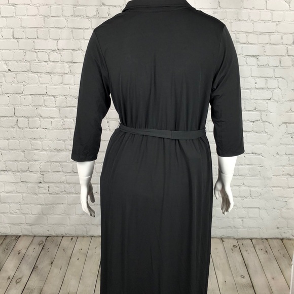 1X 2X NY Collection Black Faux Wrap Maxi Dress - Picture 3 of 5